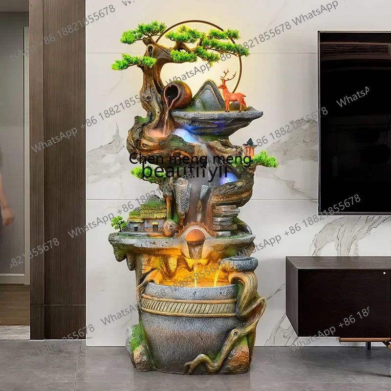 Living room flowing water ornaments office alpine waterscape modern Chinese style floor-standing rockery circulating fountain