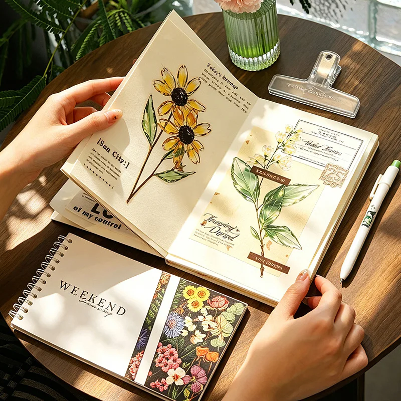 50pcs Large Size Sticker Book Weekend Flower Shop Series Aesthetic Cute Style Journal DIY Decoration Supplies Cute Stickers