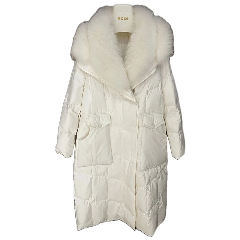 X-LONG piumino d'oca bianco donna parka nuovo design wind-broof water-broof morbido cappotto invernale di lusso di alta qualità