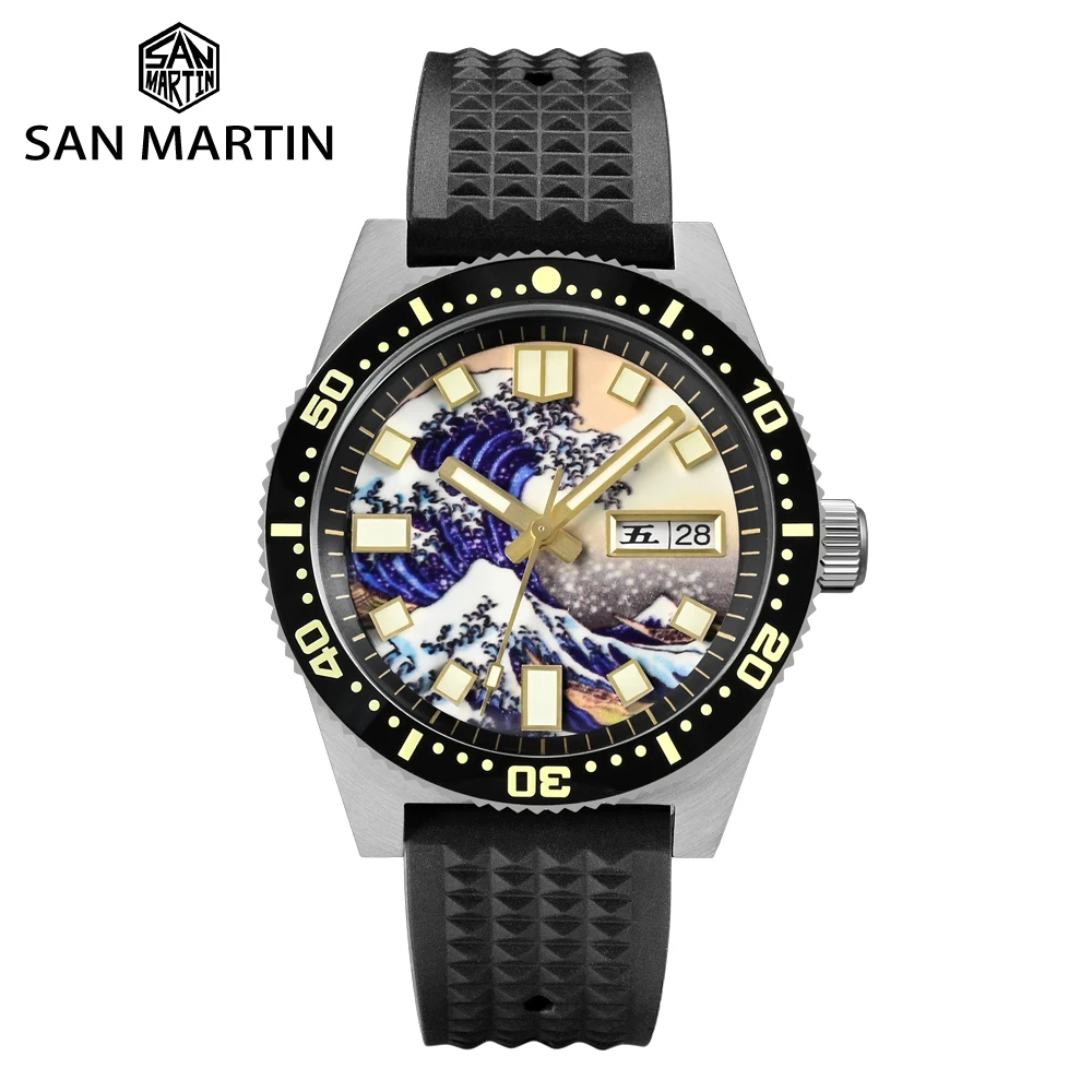 

San Martin 40mm 62MAS Diving Watch Kanagawa Surfing Dial NH35 Automatic Mechanical Mens Watch 20Bar Full Luminous Date Week