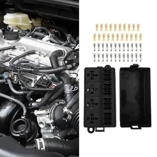 Imagen 2 del producto Piezas de coche nuevas, relé de tienda de automóviles para caja de fusibles de coche, portafusibles de 12 vías y 4 pines con terminal de fusible con paleta, 2022
