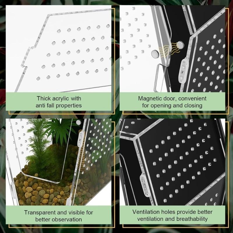 Transparenz Acryl Reptilien Terrarium Home Geräumiger Wohnbereich für Schlange 3XUF – Detail 1