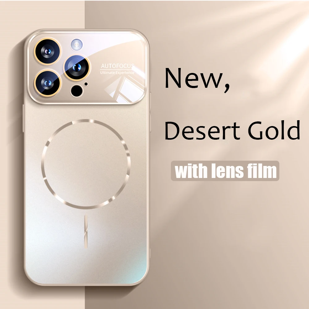 Titanium Original Magnetic Phone Case For iPhone 17 16 15 14 Pro Max For Magsafe Large Window Lens P