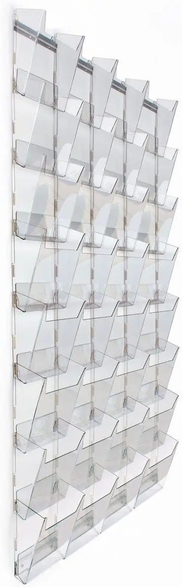 32 Tiered Pockets, 4 Columns of 8, Full View - Clear Acrylic