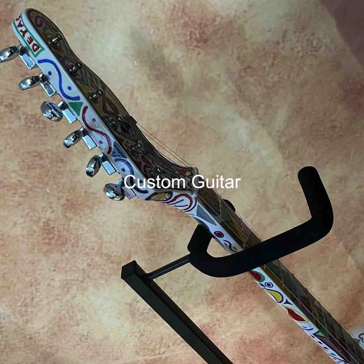 AMAZING Custom Hand Painted Vintage Electric Guitar Musical Instruments Fine Art Paintings