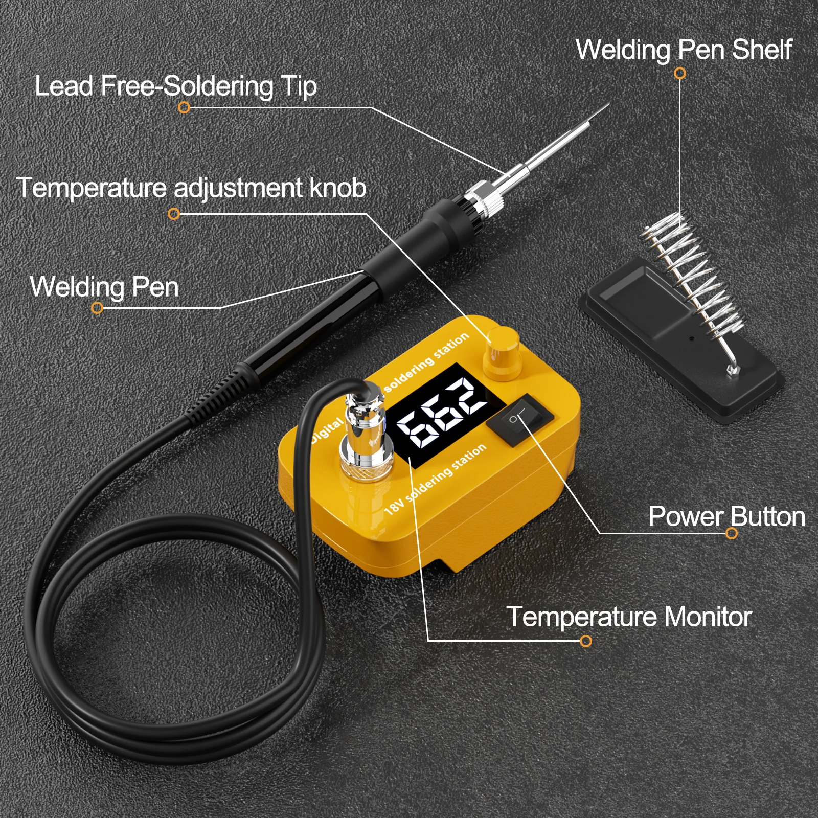 60W Electric Soldering Iron For DEWALT 18V Battery Adjustable Temperature Soldering Station For DIY Circuit Board Repair Tools