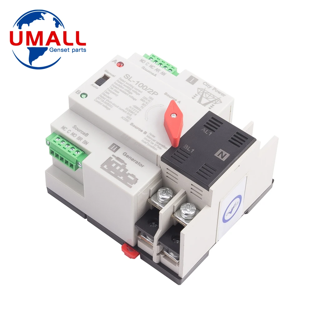 Imagem -03 - Mini Ats Interruptor de Transferência Automática de Energia Elétrica Seletor Interruptores Inteligentes Controlador Gerador Parte Sl100 2p 100a 220v