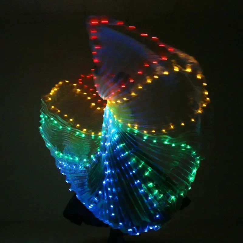 الملونة أداء الرقص الشرقي زي LED أجنحة الرقص اكسسوارات الفتيات أجنحة LED زي LED أجنحة الفراشة لا عصا