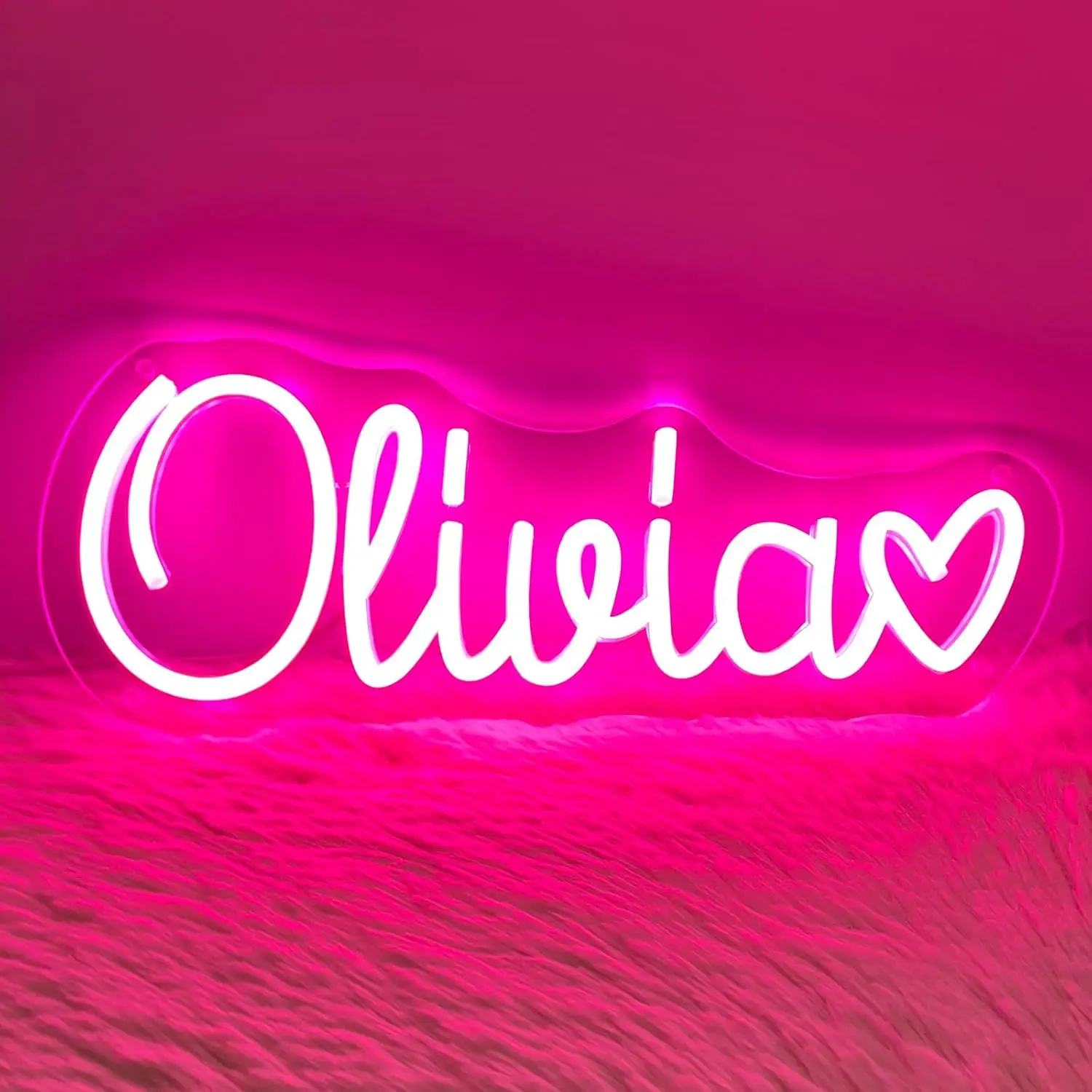 Olivia Name Custom Neon Sign , Christmas Gifts for Girls Boys ,USB LED Dimmer Neon Lights for Bedroom Dorm Room Birthday Gift