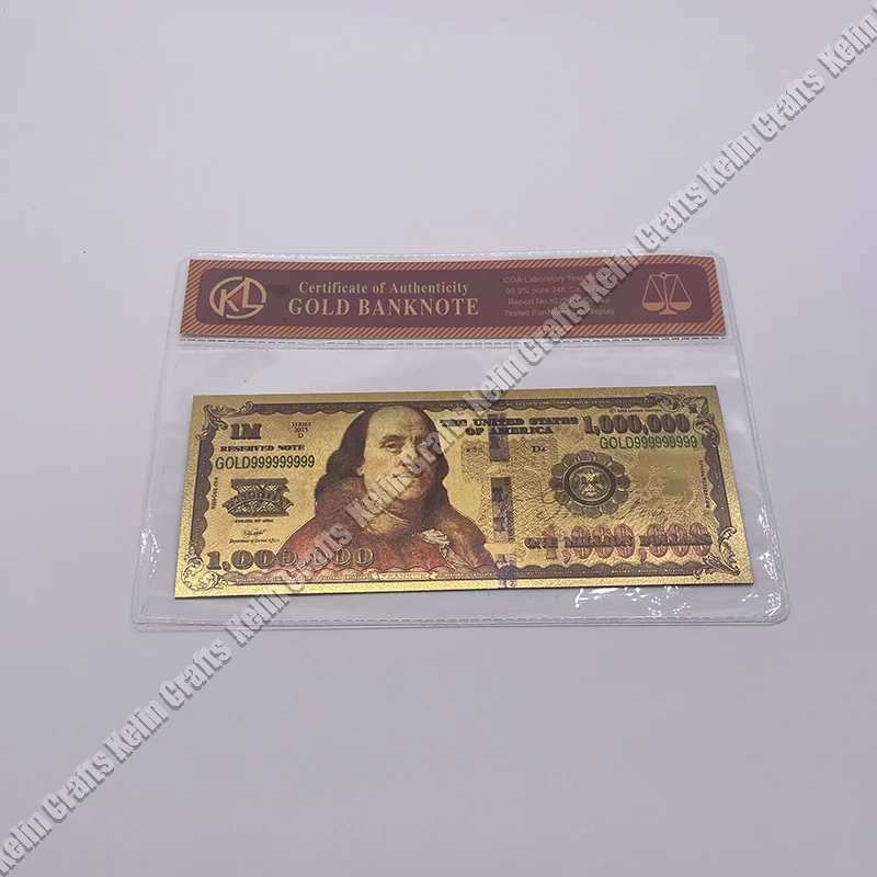 American Bill Dollar Gold Banknote $1000000 Fake Money 24k Gold Note for Collection  Souvenir Ticket Cards