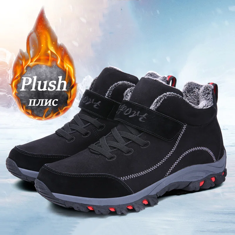 Botas de nieve impermeables para hombre y mujer, Botines sin cordones, color negro, invierno, 2023