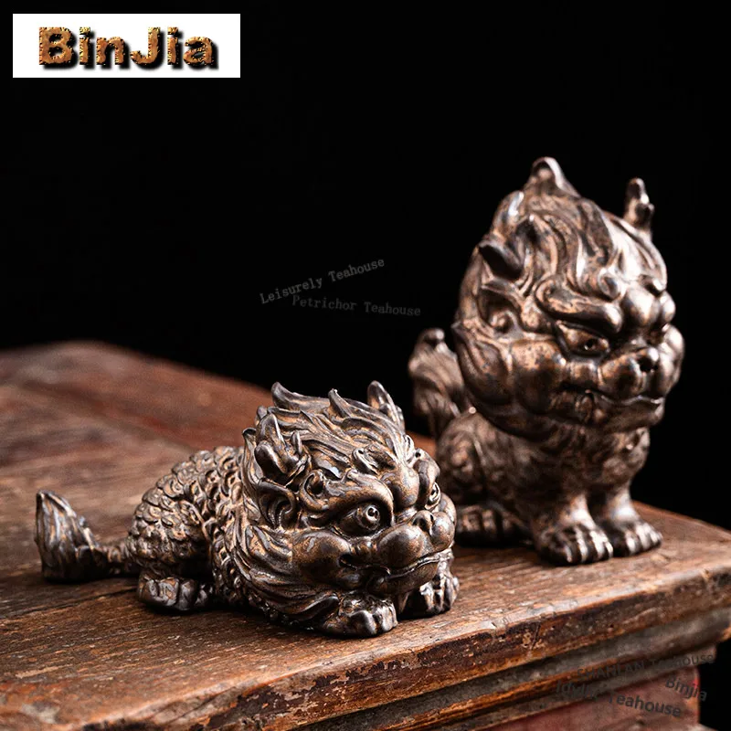 

Позолоченная железная глазурь Кирин Чайная домашняя животное Антикварная чайная скульптура Чайная фигурка Игрушки Чайная статуя Украшения Можно поднять Чайная церемония Подарки