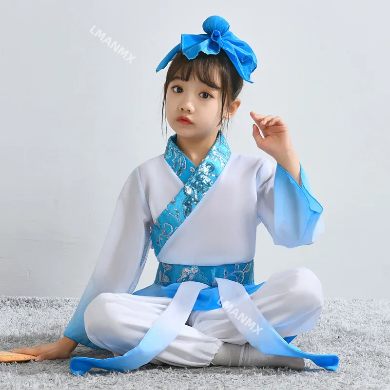 Children's ancient costume Hanfu, children's traditional Chinese culture costume, disciple rules performance costume