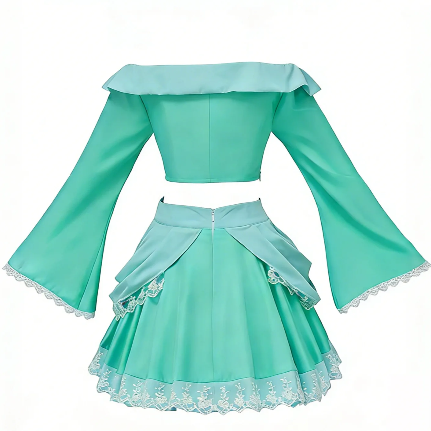 Picture 4: Rosalina & Peach Cosplay Dress Set-Light Blue Bell Sleeve Top & Pink Heart Skirt, Perfect for Mario-Themed Birthday & Comic-Con