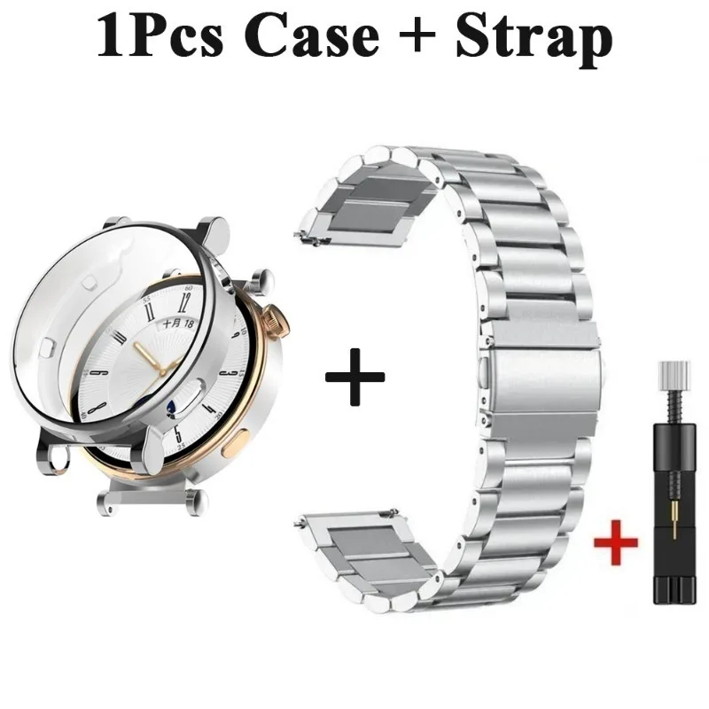 Huawei Watch GT 5 용 케이스 및 스테인레스 스틸 밴드, 41mm 46mm 금속 스트랩 팔찌, Huawei Watch GT 5 GT5 Pro 41mm 46mm 손목