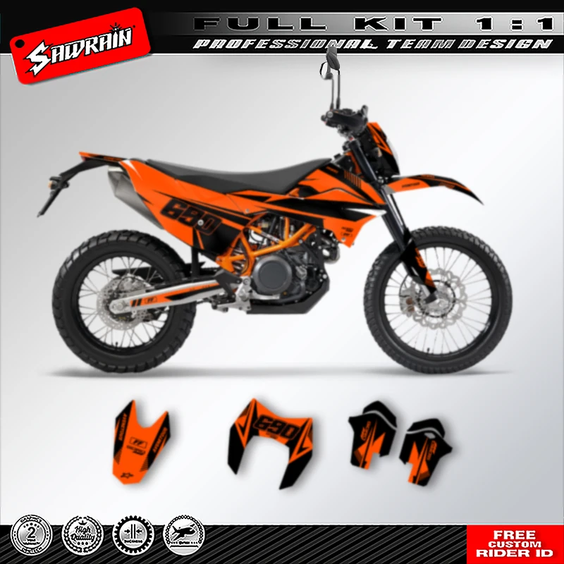 

Sawrain Motorcycle Graphics Backgrounds Decals Stickers Kit Number Name Custom For KTM 690 ENDURO R 2013 2014-2018 001