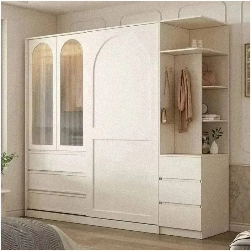 Luxury Bedroom Wooden Wardrobes Top Cabinet White Tall Clothes Closet Adult Display Living Room Armario Para Ropa Home Furniture