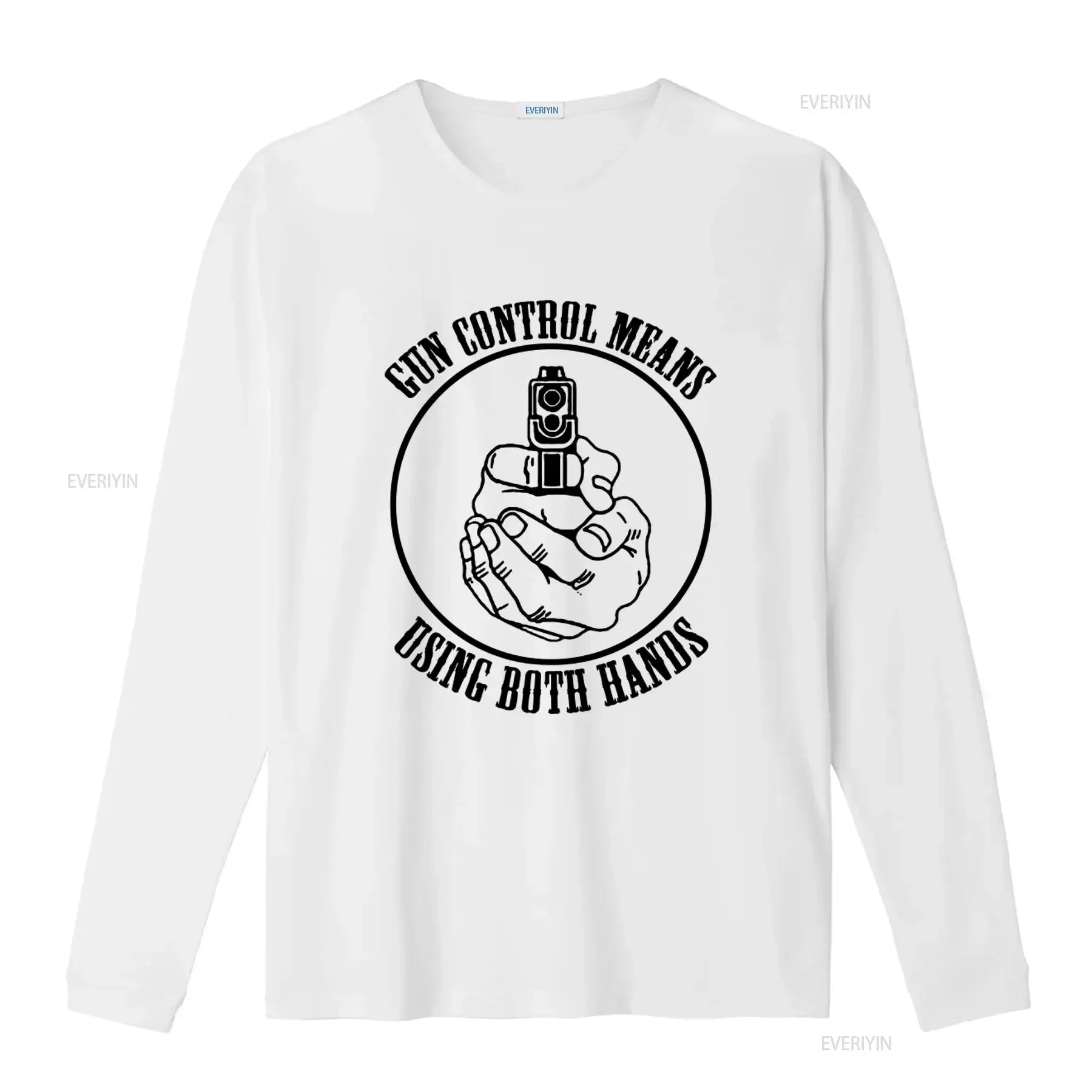 Gun Control Means Using Both Hands T Shirt Funny 2nd Amendment Novelty Humor for Ladies Guys vintage Washed Casual streetwear