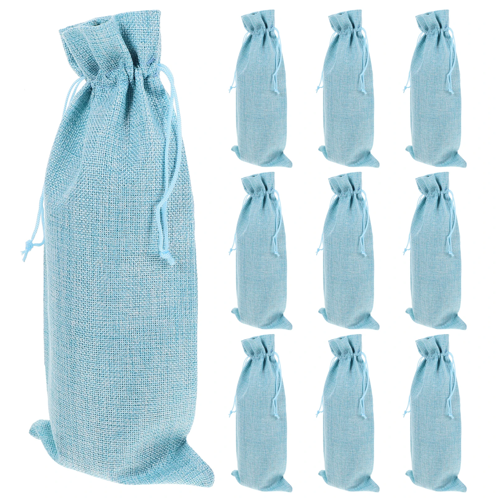 

10pcs Bag Linen Drawstring Bottle Gift Bags Reusable Carrier Tote Bar Tools Christmas Wedding Party
