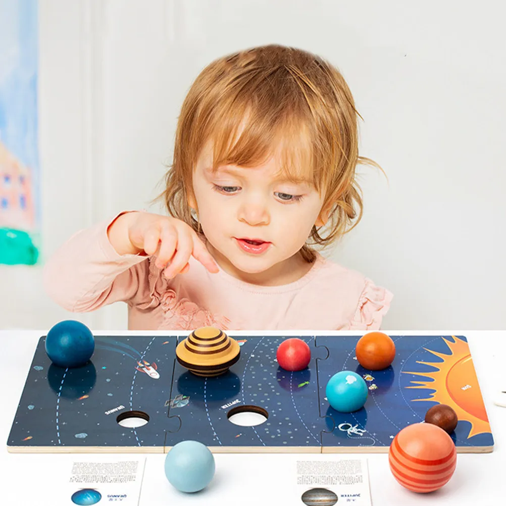 

1Set Wooden Planets Puzzle Solar System Learning Activity for Kids Memory Improvement Logical Thinking Skill Building Game