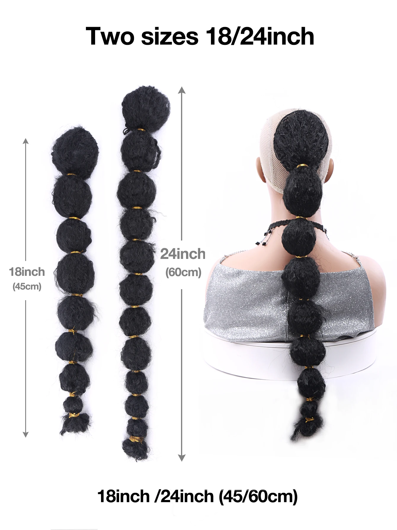 18/24 Zoll synthetisches Haarteil Pferdes chwanz Haar verlängerung für schwarze Frauen Afro Puff verworrene Clip in Kordel zug falschen Pigtail