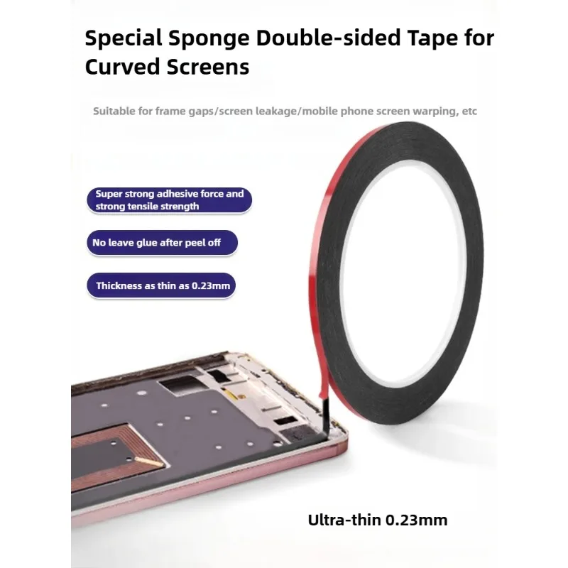 Curved Screen Double Sided Adhesive 0.3mm Foam Tape Phone LCD Frame Sealing Strip Computer Curved Edge Bonding Paste Electronic