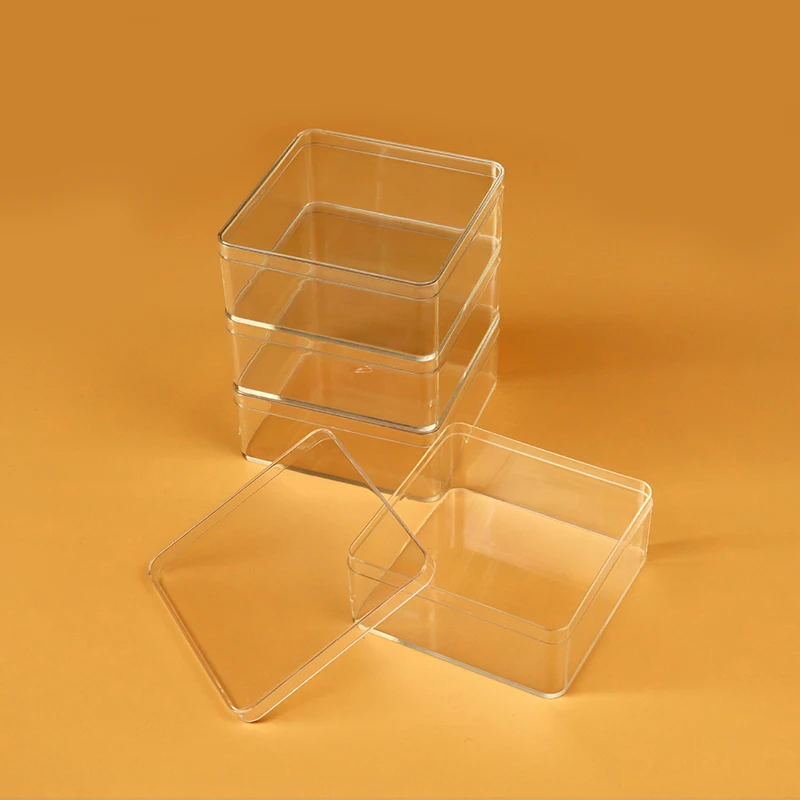 5pcs Square Transparent Plastic Box Case with Lid 8.5*8.5*3.5cm DIY Jewelry Making Findings Storage Organize Packaging Wholesale