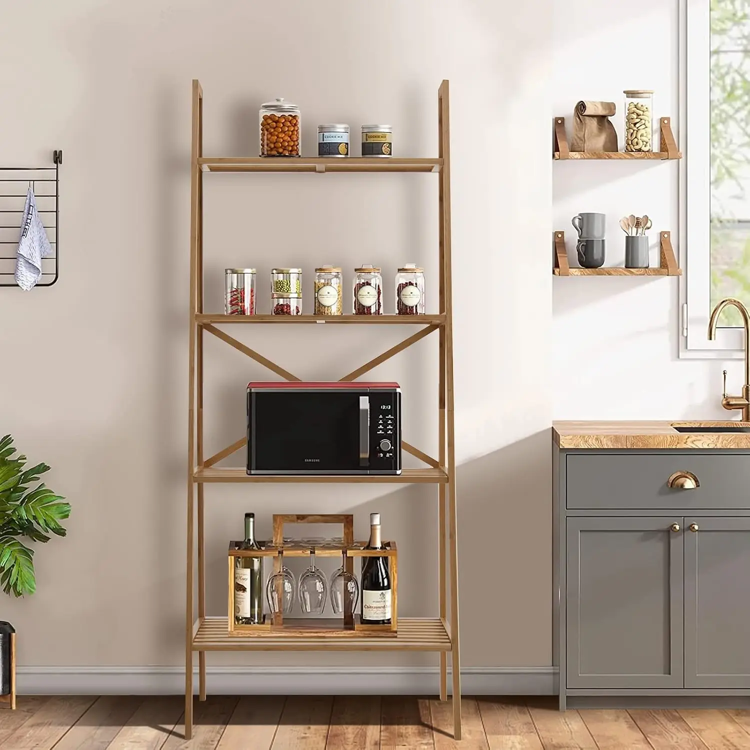 4-Tier Bamboo Ladder Shelf 58