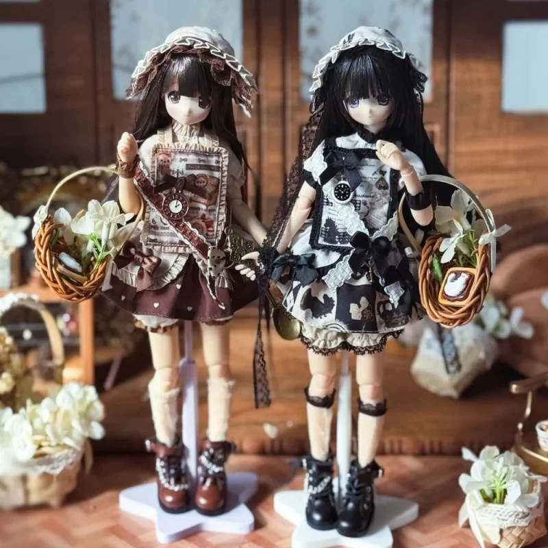 In Stock Island Bjd Doll Clothes Sweet Retro Lolita Outfit Full Set For 1/6 &1/8 Bjd Mjd Clothes Kawaii Doll Clothing New