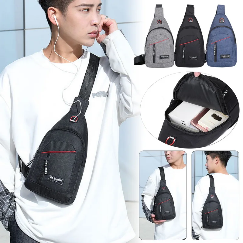 Men's Chest Bags Casual Waist Bags Small Short Trip Travel Carry Bags For Men Waterproof Shoulder Crossbody Bag Nylon Handbags