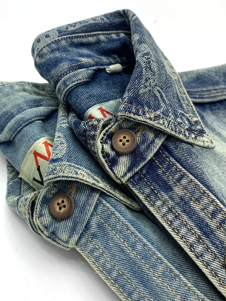 

Spring New Sle Men's Denim irt Faionable American Brand Retro Waed Versatile Heavyweight Workwear Cotton Polyester Blend