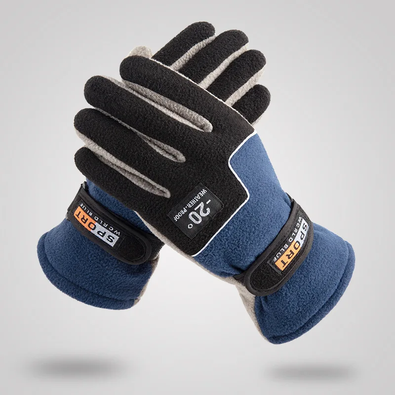 Polar Fleece Warm Gloves for Men Cycling Skiing Wool Glove Extreme Cold Weather -20℃ Windproof Waterproof Gloves Sports Mittens