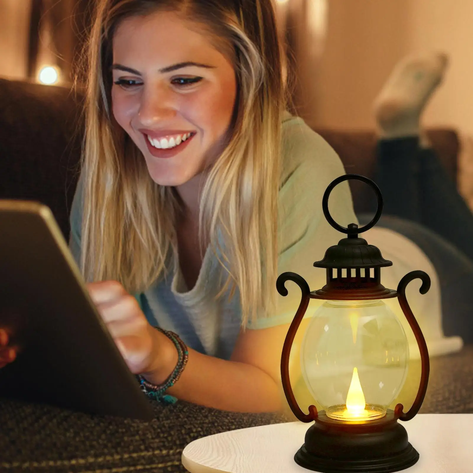 LED Tent Light Retro Desk Lamp Battery Powered LED Retro Portable Lantern Home Decor Lights For Living Room Patio Festival Decor