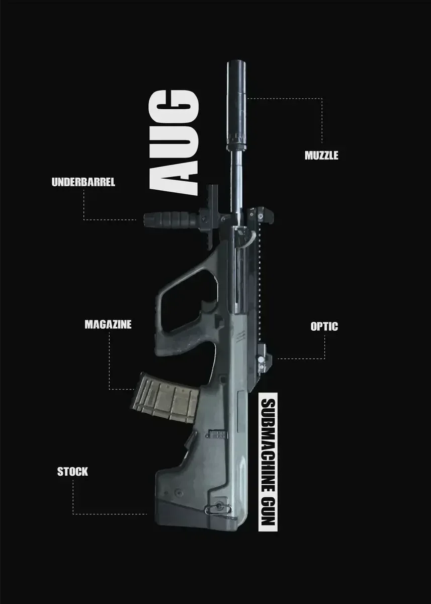 Shooting Game World Famous Gun Weapons Vector Art Black Picture Canvas Painting Posters and Prints for Living Room Decoration