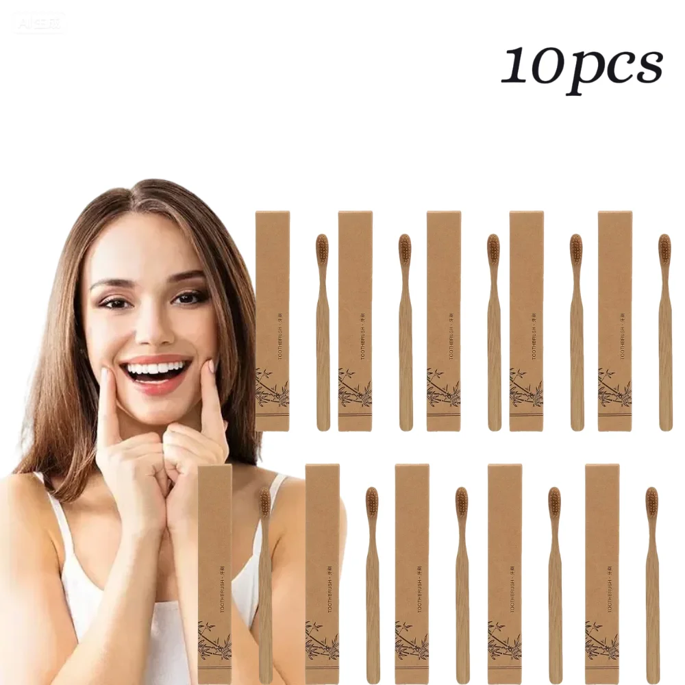 

1-10pcs Natural Bamboo Toothbrush Disposable Bamboo Charcoal Soft-Bristle Toothbrush Environmentally Friendly Toothbrushes