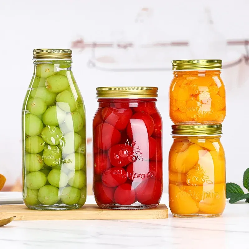 1PC Glass Sealed Jar Kitchen Storage Container with Regular Sealing Lid for Jam Salad Dressing Honey