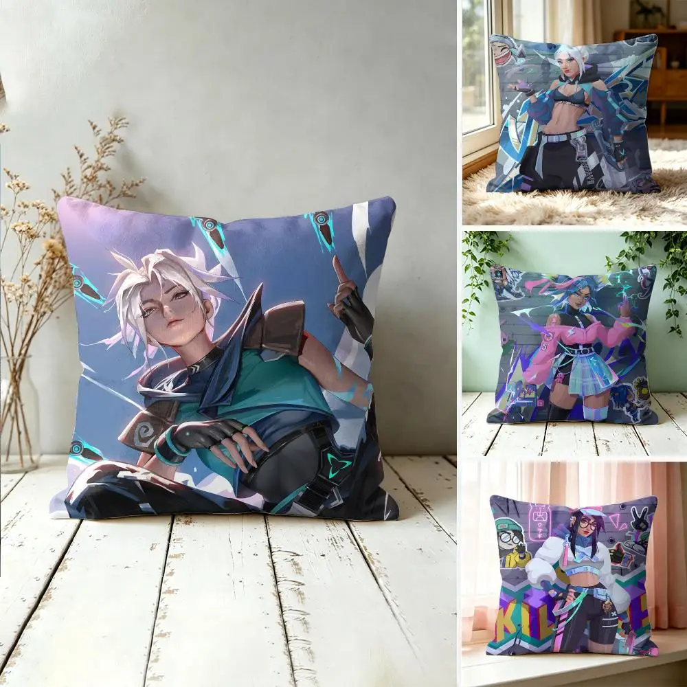 Games F-VALORANTS HOT Cushion Cover Square Decorative Throw Pillow 40x40cm For Sofa Bedroom Living Room Home Decor