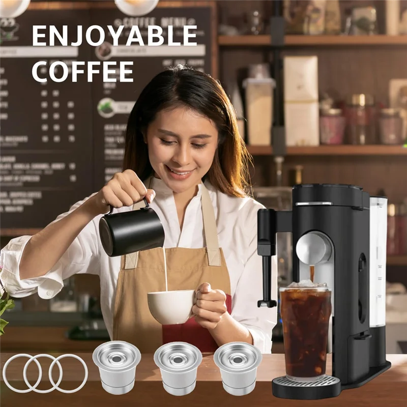 ABZA-استبدال كبسولة القهوة القابلة لإعادة الاستخدام للنينجا لصانع PB041 PB051 CFP101، 304 مرشحات كأس من الفولاذ المقاوم للصدأ