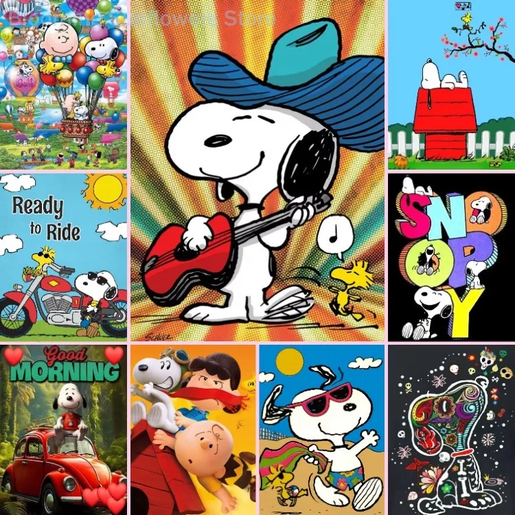 Kawaii Snoopy Cartoon 500 PCS Jigsaw Puzzles Challenging Family Activity Games for Gameroom Bedroom Livingroom Gift