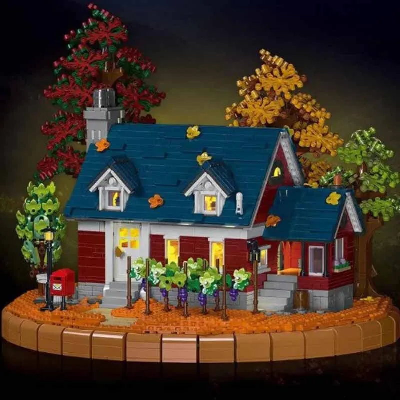 3775PCS Creative MOC City Streetview Wine Estate LED Light Model Architecture Building Bricks DIY Decoration Toy For Kids Gift