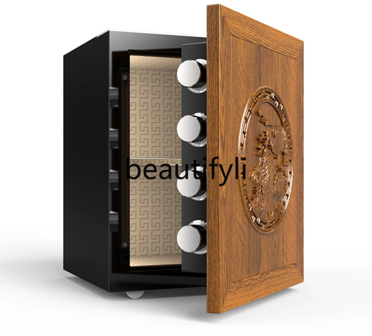 

pg46New Chinese solid wood invisible safe bedside table 60cm all-steel small large capacity intelligent