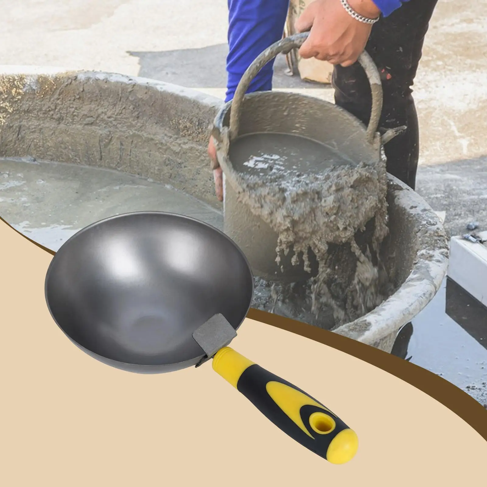 Sturdy Cement Scoop Carbon Steel Ergonomic Mixing Tool for Mortar and Plaster Masonry Work