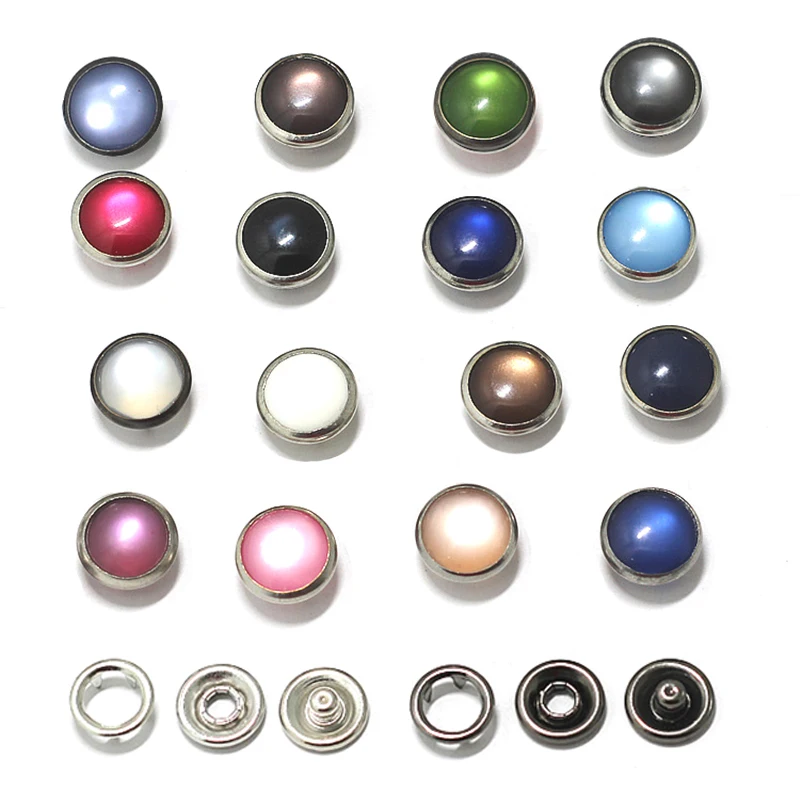 

20 Sets Pearlescent Copper Snap Fastener Combination Five-Claw Pearl 10mm Prong Ring Snap Buttons for Shirt Clothes Popper Studs