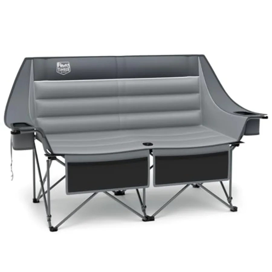 

600 lbs Double Camping Chair, Ultra-Wide Heavy Duty Outdoor Folding Camp Couch, Loveseat Camping Chairs Perfect for Campsites,