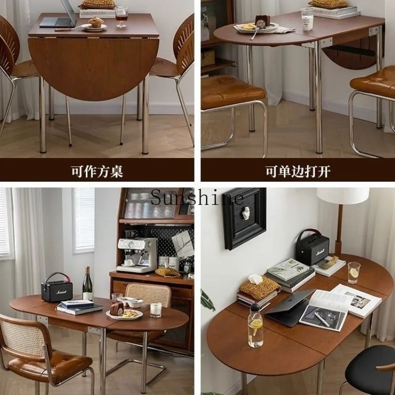 شقة منزلية صغيرة قديمة من الفولاذ المقاوم للصدأ قابلة للسحب وطاولة طعام وكرسي #4