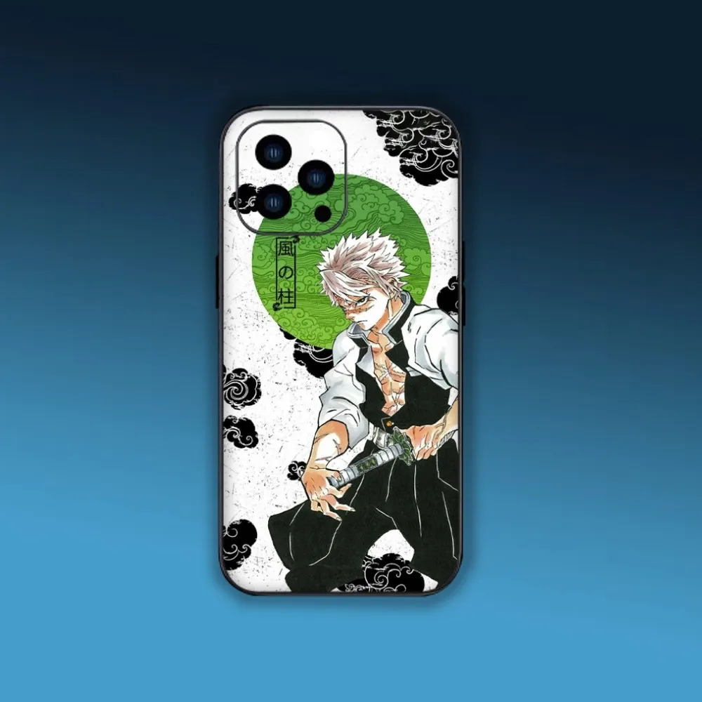 Kimetsu No Yaiba Shinazugawa Sanemi Phone Case For iPhone Mini 11 12 13 Plus Pro Max 14 15 XR XS Black Shell