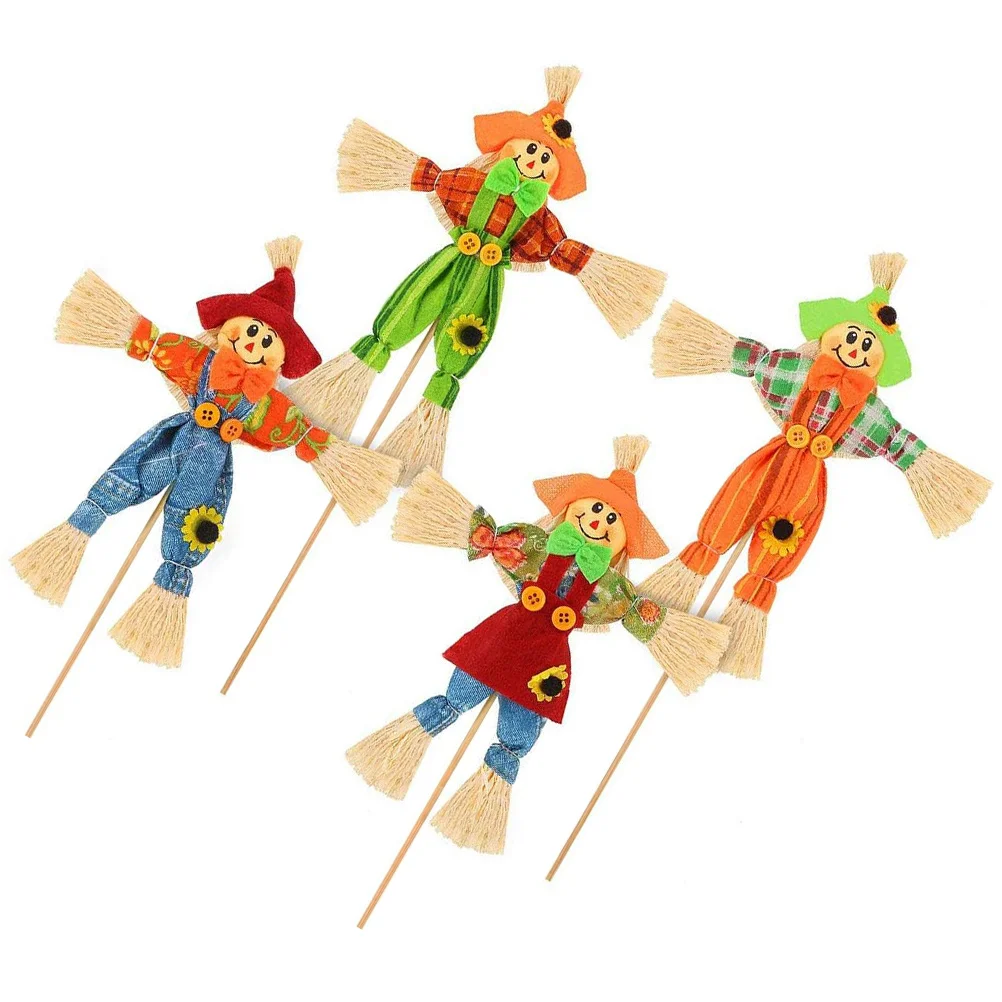 

4pcs Pumpkin Scarecrow Decoration Lovely Festival Scarecrow For Garden Yard Outdoor Halloween Ornament Autumn Harvest Party