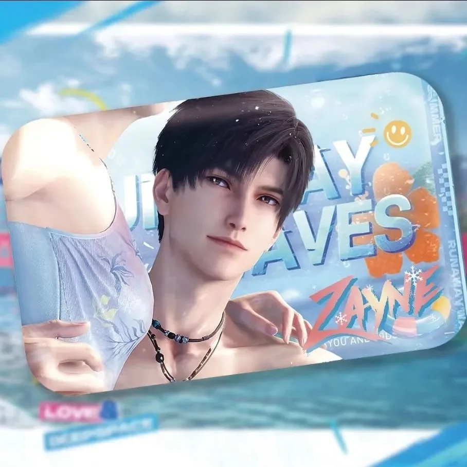 Amor e espaço profundo, verão com você e brisa do mar, cosplay de alta beleza caseiro, série de todas as funcionários, emblema retangular