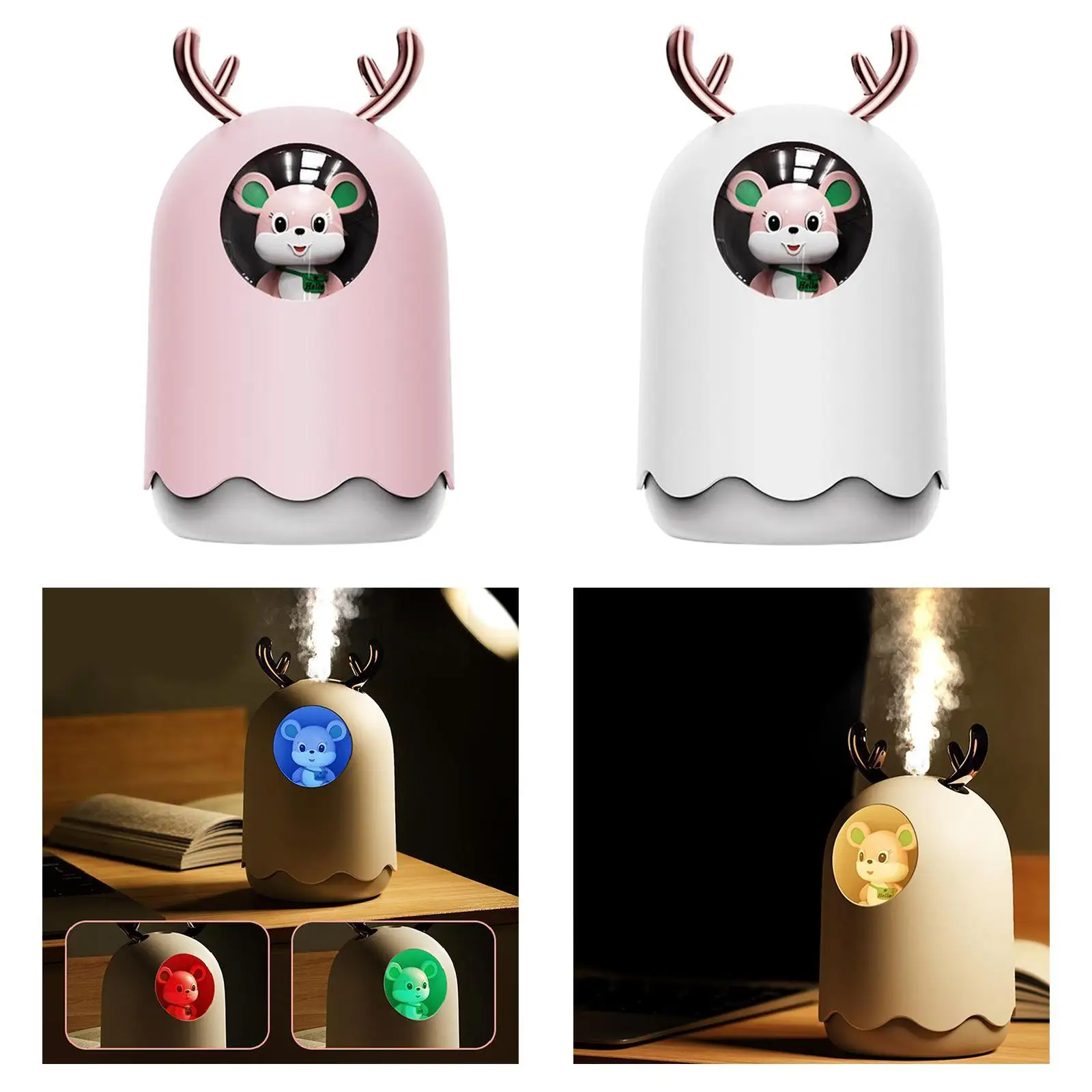 300ML Cool Mist Humidifier Essential Oil Diffuser Fragrant Oil with LED Light Gifts, 2 Mist Modes