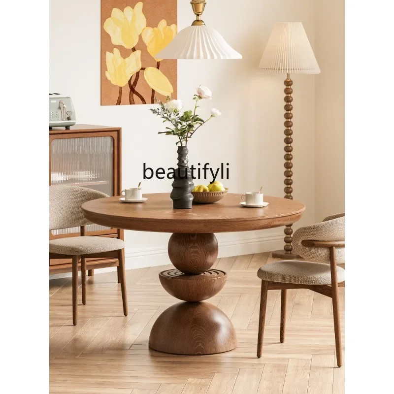 Solid Wood Simplicity Geometric Dining Table Designed by a Maestro Restaurant Small Apartment Round Table 1.2 M Dining Table